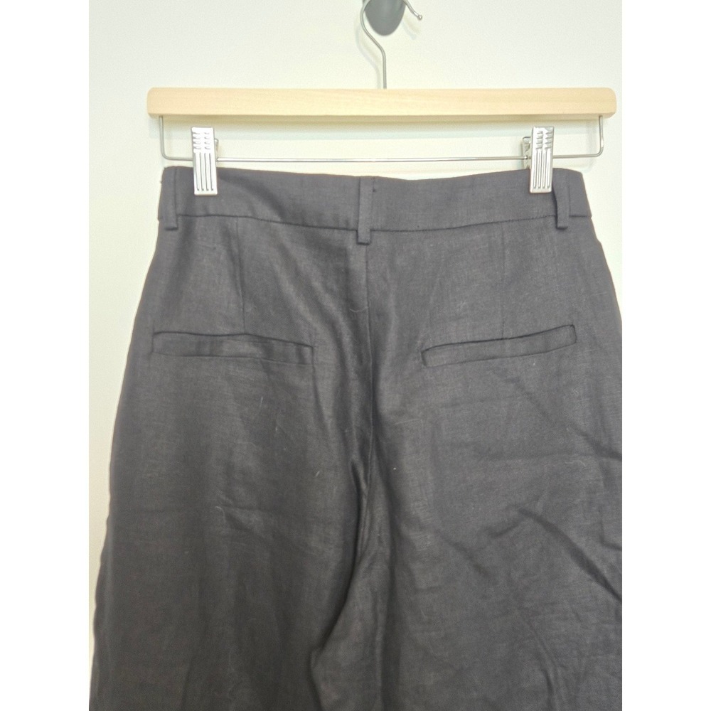 Reformation Mason Linen Pleated High Waist Wide Leg Trouser Black Size 0 - Picture 9 of 15